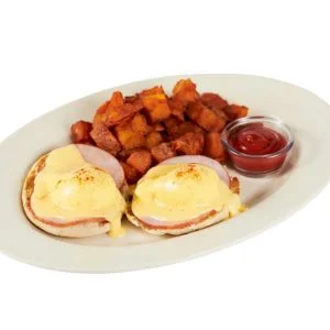 Cheesecake Factory Eggs Benedict with Canadian Bacon and Hollandaise
