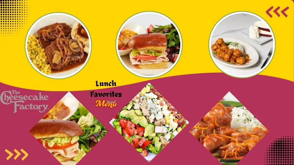 Cheesecake factory Lunch Menu with prices