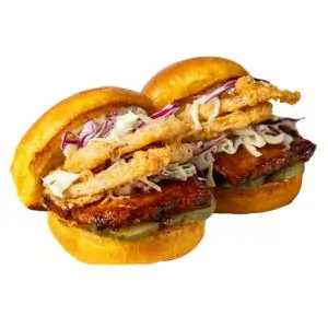 Cheesecake Factory BBQ Pork Belly Buns
Tender Pork Served on Warm, Soft Rolls with Cole Slaw, Crispy Onions and Pickles